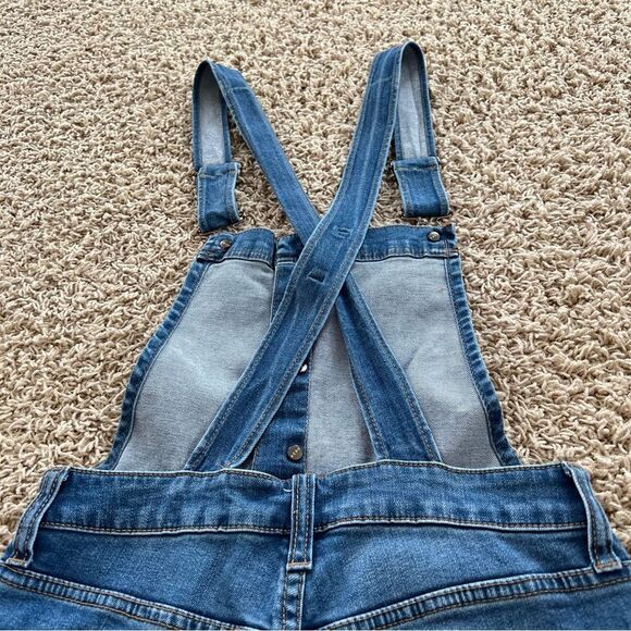 Aero Aeropostale Y2K Distressed Cross Back Straps Button-up Denim Overall SZ 6 - Picture 13 of 16